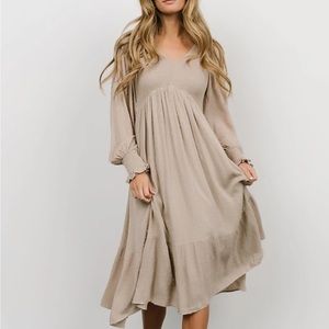 Lainey Smocked Dotted Midi Dress